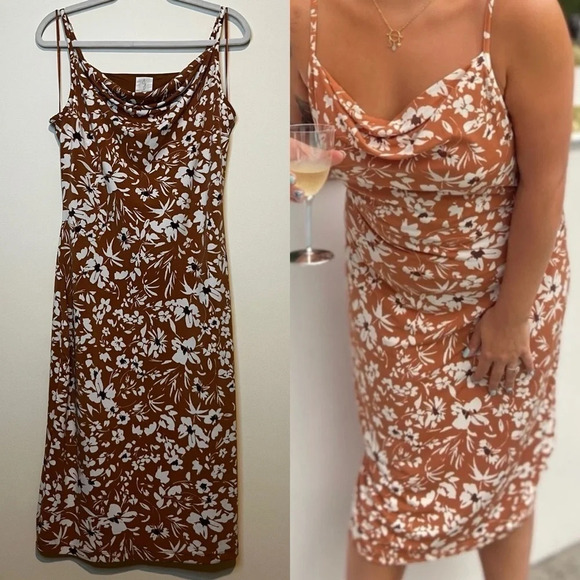 JOIE Boho Spring Floral Bodycon Strappy Cocktail Midi Dress - Picture 1 of 9